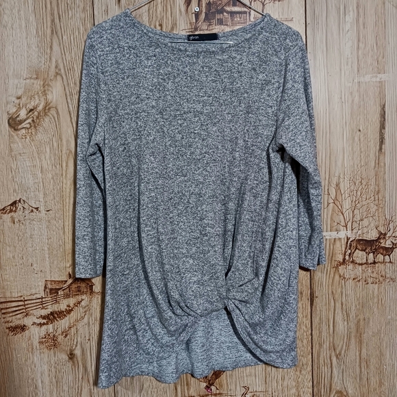 Gibson Heather Gray Knot Front Luxe Sweater Size Small - Picture 1 of 7